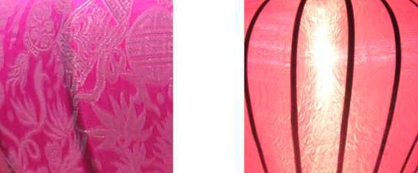 Detail van roze zijde lampion | Roze