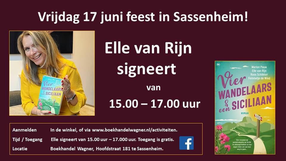 Uitnodiging: Elle van Rijn signeert vrijdag 17 juni 15.00