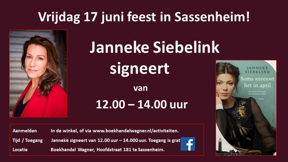Uitnodiging: Signeersessie Janneke Siebelink 17 juni 12.00