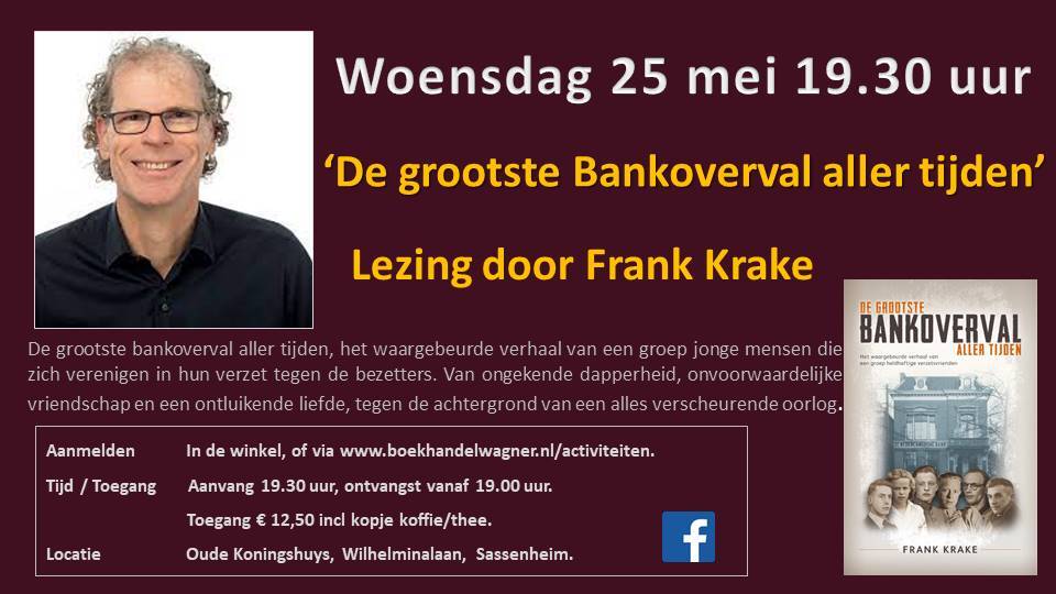 Uitnodiging: Lezing Frank Krake woensdag 25 mei 19.30