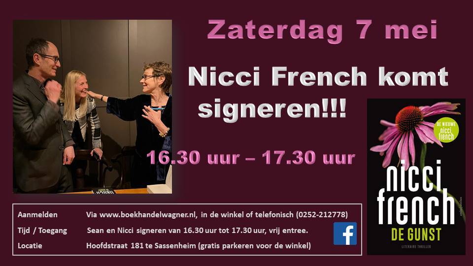 Uitnodiging: Signeersessie Nicci French zaterdag 7 mei